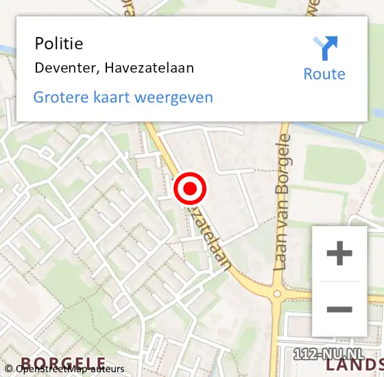 Locatie op kaart van de 112 melding: Politie Deventer, Havezatelaan op 12 april 2019 17:06