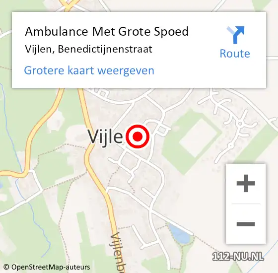 Locatie op kaart van de 112 melding: Ambulance Met Grote Spoed Naar Vijlen, Benedictijnenstraat op 29 maart 2014 04:26