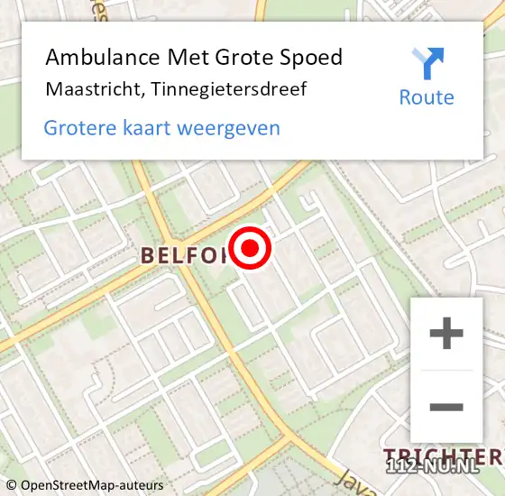 Locatie op kaart van de 112 melding: Ambulance Met Grote Spoed Naar Maastricht, Tinnegietersdreef op 29 maart 2014 04:36