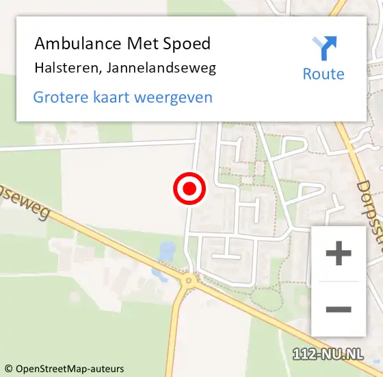 Locatie op kaart van de 112 melding: Ambulance Met Spoed Naar Halsteren, Jannelandseweg op 12 april 2019 18:37