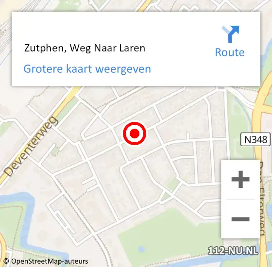 Locatie op kaart van de 112 melding:  Zutphen, Weg Naar Laren op 12 april 2019 19:20