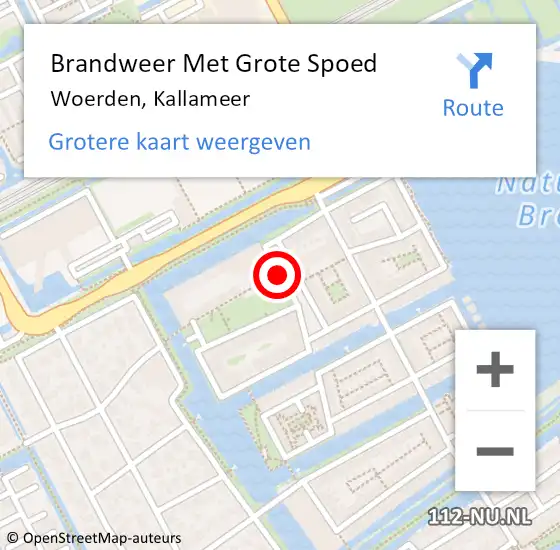 Locatie op kaart van de 112 melding: Brandweer Met Grote Spoed Naar Woerden, Kallameer op 12 april 2019 20:28