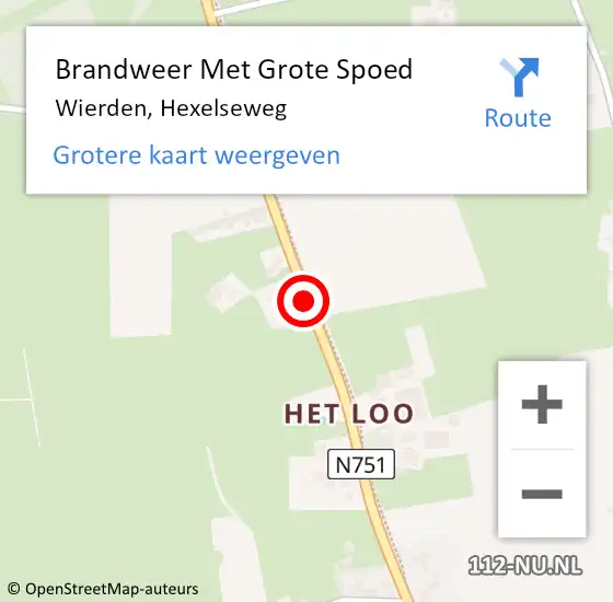 Locatie op kaart van de 112 melding: Brandweer Met Grote Spoed Naar Wierden, Hexelseweg op 12 april 2019 21:21