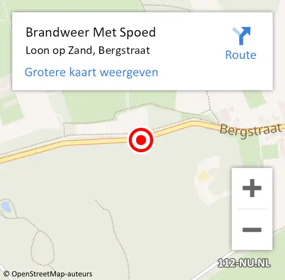 Locatie op kaart van de 112 melding: Brandweer Met Spoed Naar Loon op Zand, Bergstraat op 12 april 2019 21:33