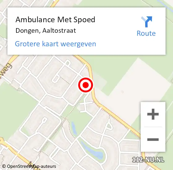 Locatie op kaart van de 112 melding: Ambulance Met Spoed Naar Dongen, Aaltostraat op 29 maart 2014 06:06