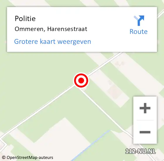 Locatie op kaart van de 112 melding: Politie Ommeren, Harensestraat op 12 april 2019 21:57