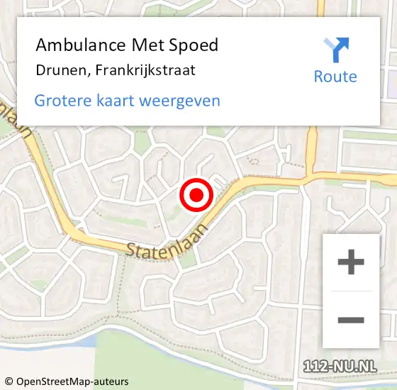 Locatie op kaart van de 112 melding: Ambulance Met Spoed Naar Drunen, Frankrijkstraat op 12 april 2019 21:59