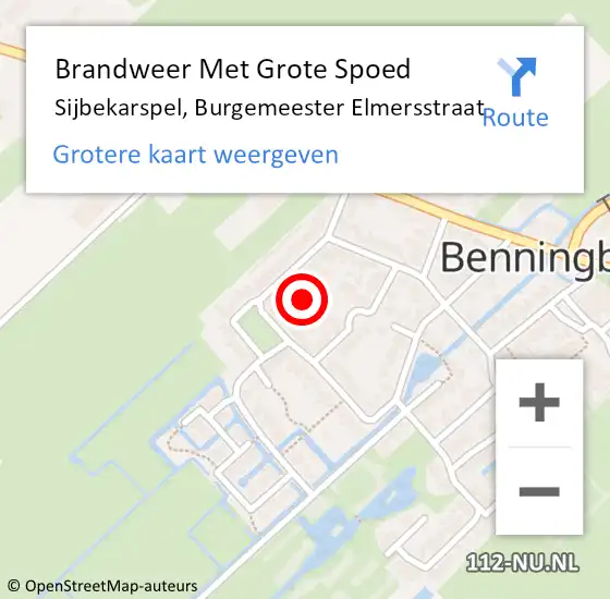 Locatie op kaart van de 112 melding: Brandweer Met Grote Spoed Naar Sijbekarspel, Burgemeester Elmersstraat op 12 april 2019 22:30