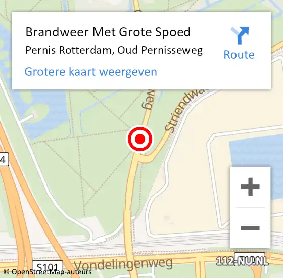 Locatie op kaart van de 112 melding: Brandweer Met Grote Spoed Naar Pernis Rotterdam, Oud Pernisseweg op 12 april 2019 22:44