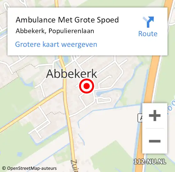 Locatie op kaart van de 112 melding: Ambulance Met Grote Spoed Naar Abbekerk, Populierenlaan op 29 maart 2014 06:48