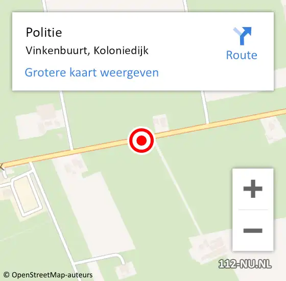 Locatie op kaart van de 112 melding: Politie Vinkenbuurt, Koloniedijk op 13 april 2019 00:30