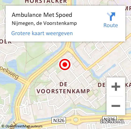 Locatie op kaart van de 112 melding: Ambulance Met Spoed Naar Nijmegen, de Voorstenkamp op 13 april 2019 04:25