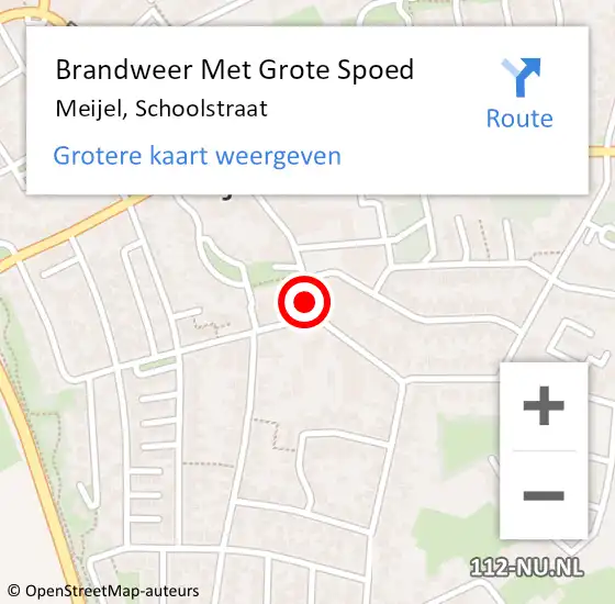 Locatie op kaart van de 112 melding: Brandweer Met Grote Spoed Naar Meijel, Schoolstraat op 13 april 2019 08:32