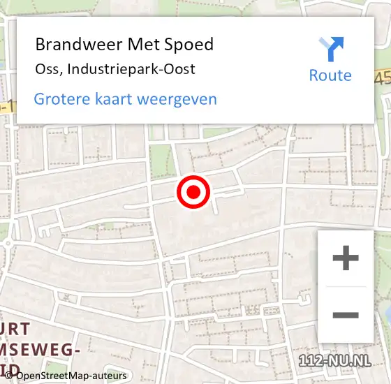 Locatie op kaart van de 112 melding: Brandweer Met Spoed Naar Oss, Industriepark-Oost op 13 april 2019 10:44