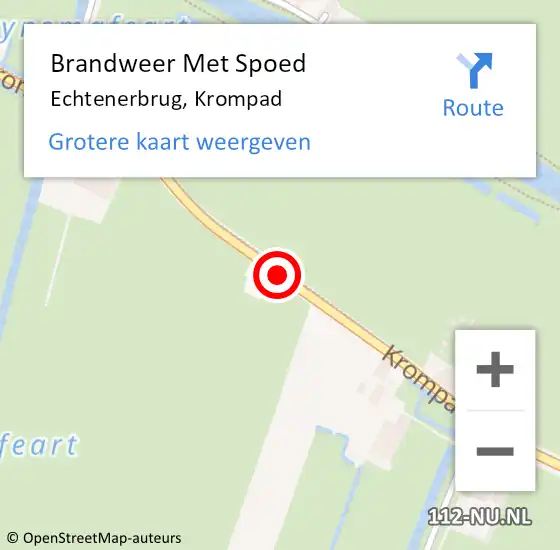 Locatie op kaart van de 112 melding: Brandweer Met Spoed Naar Echtenerbrug, Krompad op 13 april 2019 10:46