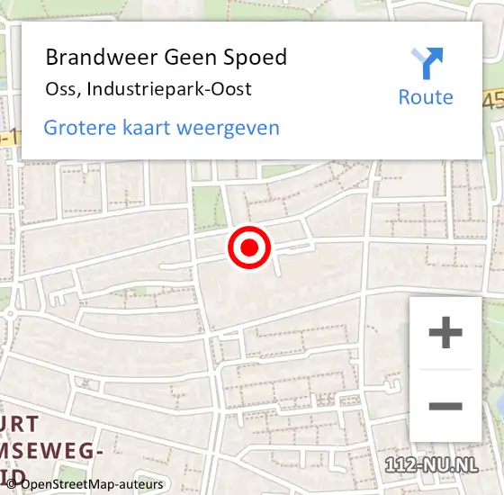 Locatie op kaart van de 112 melding: Brandweer Geen Spoed Naar Oss, Industriepark-Oost op 13 april 2019 10:48