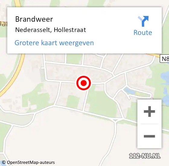 Locatie op kaart van de 112 melding: Brandweer Nederasselt, Hollestraat op 13 april 2019 10:50