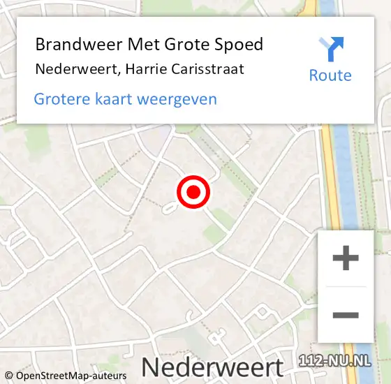 Locatie op kaart van de 112 melding: Brandweer Met Grote Spoed Naar Nederweert, Harrie Carisstraat op 13 april 2019 10:58