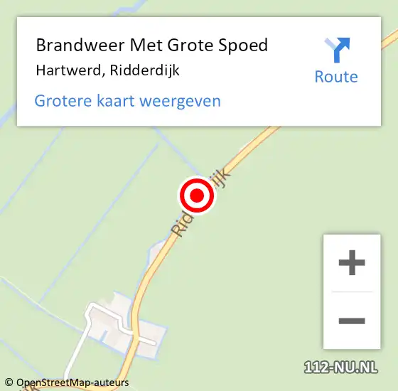 Locatie op kaart van de 112 melding: Brandweer Met Grote Spoed Naar Hartwerd, Ridderdijk op 13 april 2019 11:01