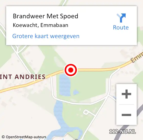 Locatie op kaart van de 112 melding: Brandweer Met Spoed Naar Koewacht, Emmabaan op 13 april 2019 11:16