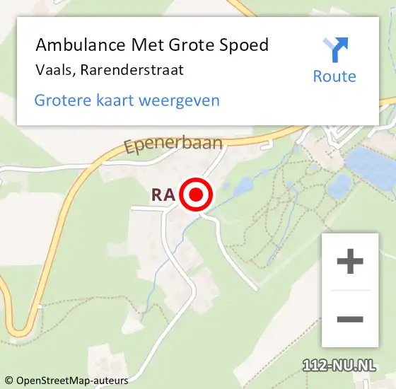 Locatie op kaart van de 112 melding: Ambulance Met Grote Spoed Naar Vaals, Rarenderstraat op 29 maart 2014 08:34