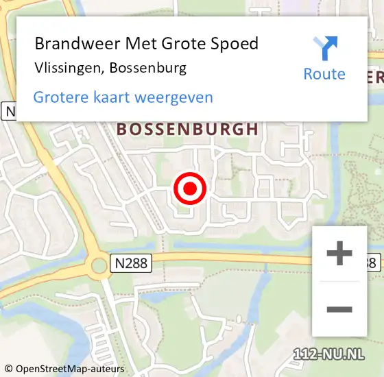 Locatie op kaart van de 112 melding: Brandweer Met Grote Spoed Naar Vlissingen, Bossenburg op 13 april 2019 13:21