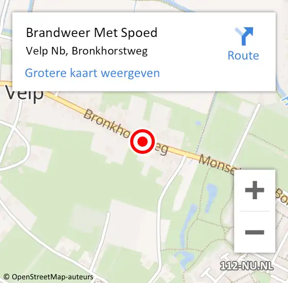 Locatie op kaart van de 112 melding: Brandweer Met Spoed Naar Velp Nb, Bronkhorstweg op 13 april 2019 13:31