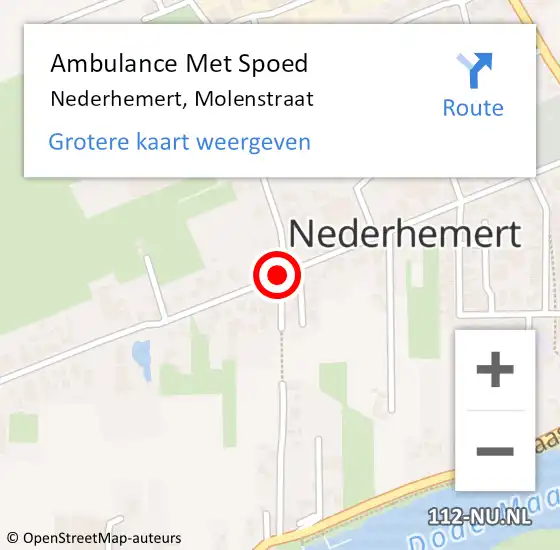 Locatie op kaart van de 112 melding: Ambulance Met Spoed Naar Nederhemert, Molenstraat op 13 april 2019 13:41