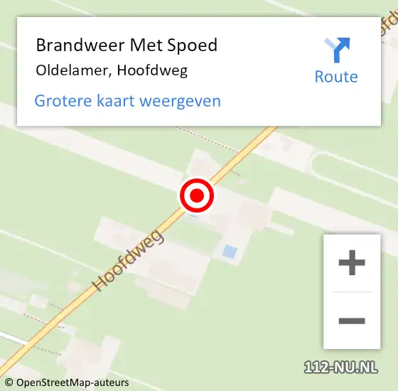 Locatie op kaart van de 112 melding: Brandweer Met Spoed Naar Oldelamer, Hoofdweg op 13 april 2019 13:43