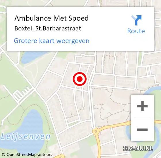 Locatie op kaart van de 112 melding: Ambulance Met Spoed Naar Boxtel, St.Barbarastraat op 13 april 2019 14:43