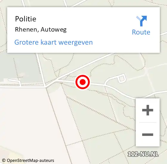 Locatie op kaart van de 112 melding: Politie Rhenen, Autoweg op 13 april 2019 14:52