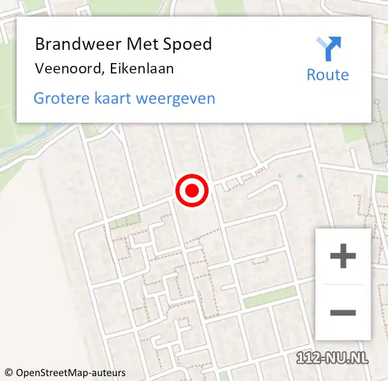 Locatie op kaart van de 112 melding: Brandweer Met Spoed Naar Veenoord, Eikenlaan op 13 april 2019 14:57