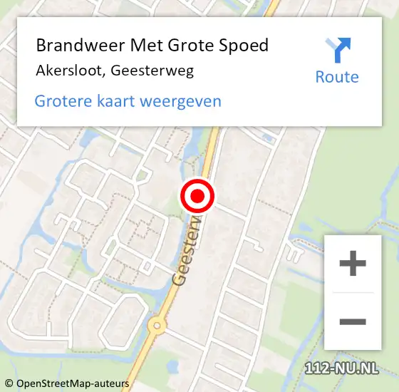 Locatie op kaart van de 112 melding: Brandweer Met Grote Spoed Naar Akersloot, Geesterweg op 13 april 2019 15:45