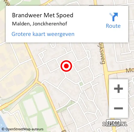 Locatie op kaart van de 112 melding: Brandweer Met Spoed Naar Malden, Jonckherenhof op 13 april 2019 15:49