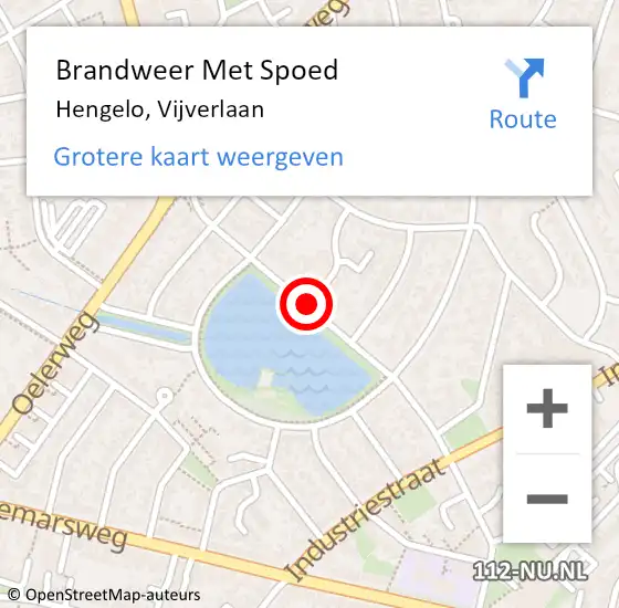 Locatie op kaart van de 112 melding: Brandweer Met Spoed Naar Hengelo, Vijverlaan op 13 april 2019 15:56