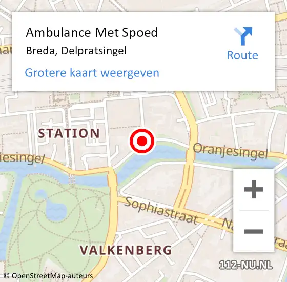 Locatie op kaart van de 112 melding: Ambulance Met Spoed Naar Breda, Delpratsingel op 13 april 2019 16:25