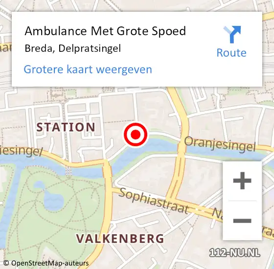 Locatie op kaart van de 112 melding: Ambulance Met Grote Spoed Naar Breda, Delpratsingel op 13 april 2019 16:41