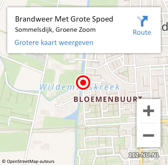 Locatie op kaart van de 112 melding: Brandweer Met Grote Spoed Naar Sommelsdijk, Groene Zoom op 13 april 2019 17:22