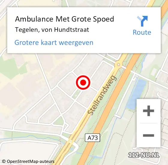 Locatie op kaart van de 112 melding: Ambulance Met Grote Spoed Naar Tegelen, von Hundtstraat op 13 april 2019 17:36