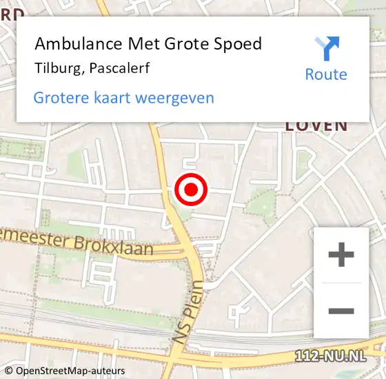 Locatie op kaart van de 112 melding: Ambulance Met Grote Spoed Naar Tilburg, Pascalerf op 13 april 2019 17:55