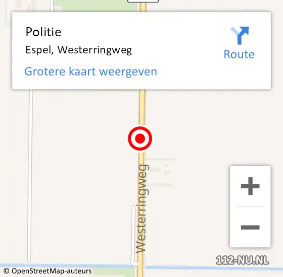 Locatie op kaart van de 112 melding: Politie Espel, Westerringweg op 13 april 2019 18:45