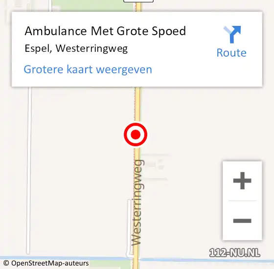 Locatie op kaart van de 112 melding: Ambulance Met Grote Spoed Naar Espel, Westerringweg op 13 april 2019 18:49