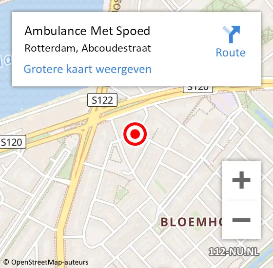 Locatie op kaart van de 112 melding: Ambulance Met Spoed Naar Rotterdam, Abcoudestraat op 13 april 2019 20:04
