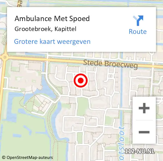 Locatie op kaart van de 112 melding: Ambulance Met Spoed Naar Grootebroek, Kapittel op 13 april 2019 20:58