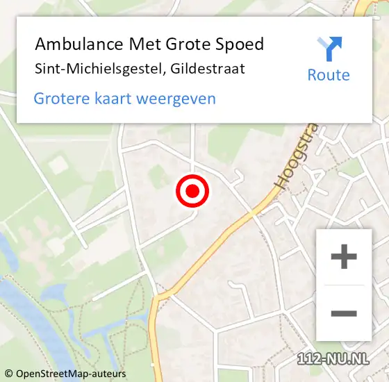 Locatie op kaart van de 112 melding: Ambulance Met Grote Spoed Naar Sint-Michielsgestel, Gildestraat op 13 april 2019 21:02