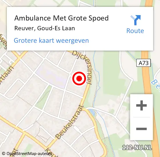 Locatie op kaart van de 112 melding: Ambulance Met Grote Spoed Naar Reuver, Goud-es laan op 13 april 2019 21:12