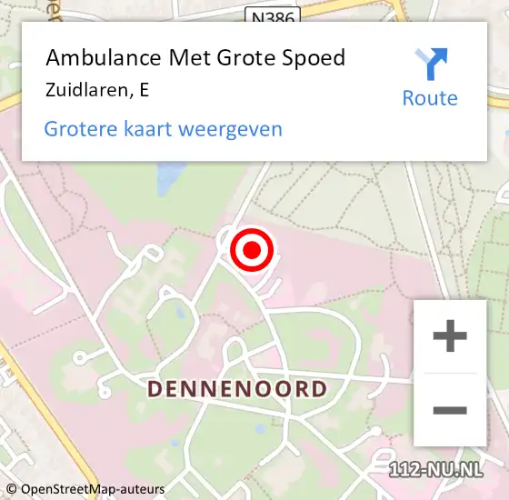 Locatie op kaart van de 112 melding: Ambulance Met Grote Spoed Naar Zuidlaren, E op 29 maart 2014 09:43