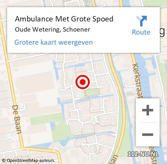 Locatie op kaart van de 112 melding: Ambulance Met Grote Spoed Naar Oude Wetering, Schoener op 14 april 2019 01:12