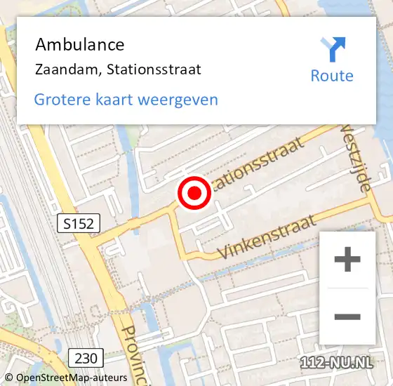 Locatie op kaart van de 112 melding: Ambulance Zaandam, Stationsstraat op 14 april 2019 01:20
