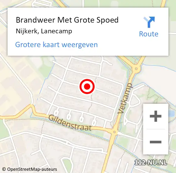 Locatie op kaart van de 112 melding: Brandweer Met Grote Spoed Naar Nijkerk, Lanecamp op 14 april 2019 03:06